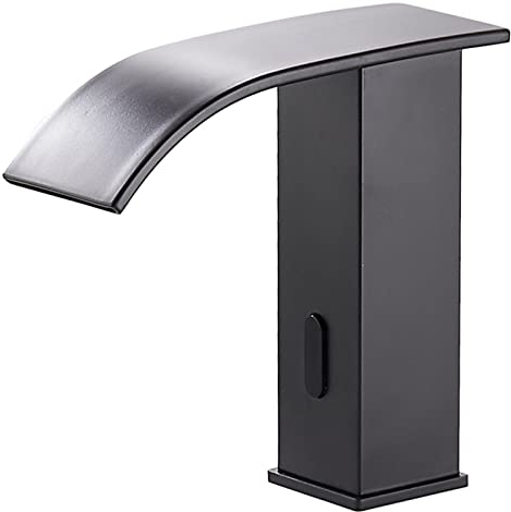 Wasserhahn Kontaktlos Schwarz Waschtischarmatur Sensor Wasserfall Wasserhahn Bad Wasserhahn für Waschbecken Bad Waschbeckenarmatur,Warmes und Kaltes Wasser