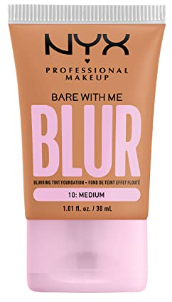 NYX Professional Makeup Weichzeichnende Foundation mit mittlerer Deckkraft und mattem Finish, Bis zu 12 Stunden Pflege und Feuchtigkeit, Mit Niacinamiden, Bare with Me, Farbe: Medium, 1 x 30 ml