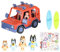 BlueY Coffret 4x4 de la Famille Bouvier + 4 Figurines de 6 à 8 cm, 2 Planches de Surf et des Autocollants.