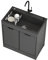 Fregadero con Patas Acero Exterior Jardin Negro Mueble Fregadero Cocina Pila Lavadero Fregadero de Acero Inoxidable Fregadero de Lavandería Portátil con Grifo y Desagüe Preparación Estación de trabajo