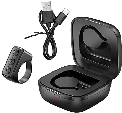ANCLLO Tik Tok Finger Scroller Bluetooth Fernbedienung Bluetooth Page Turner Bluetooth 5.0 Auslöser Fernbedienung mit Ladekoffer für iOS/Android -Schwarz