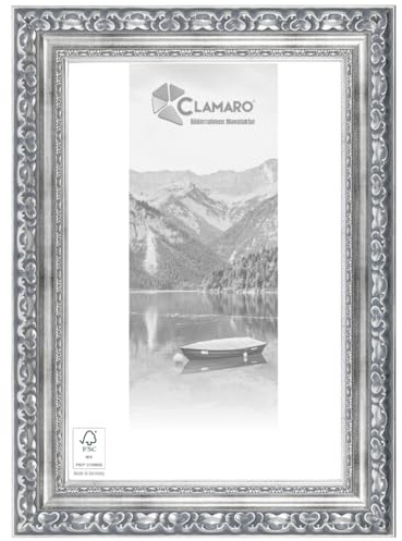 CLAMARO Bilderrahmen Otto Antik Barock, Massivholz, 80x120 cm, Acrylglas | Profilleiste 80 mm breit, Fichte Vollholz, HDF-Rückwand, Metall-Aufhänger, handgefertigt, Made in Germany, stabil