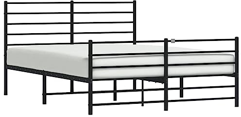 vidaXL Bettgestell, Bettrahmen mit Kopfteil Fußteil, Metallbett Bett mit Lattenrost, Doppelbett Gästebett Schlafzimmer, Metall Schwarz 120x200cm