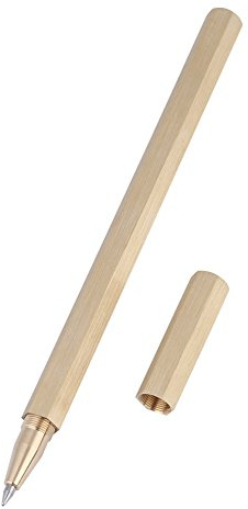Sechseckiger Stift, Messingstift, Handgemachter Sechseckiger Anti-Roll-Stift aus Messing, Prismatischer Anti-Rutsch-Kugelschreiber, Geschenkstift Mit Stifttasche
