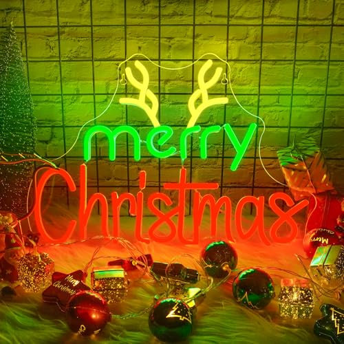 Panneau Néon Joyeux Noël, Panneau Néon Xmas pour Décoration Murale, Panneau Néon LED, Panneau LED à alimentation USB pour Chambre Chambre Club Party Shop Studio Cadeau