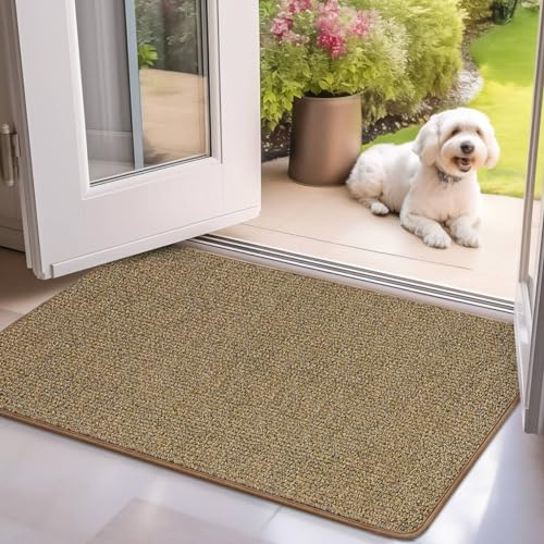 Mibao Door Mat Indoor, 50 x 80 cm, Dirt Trapper Entrance Doormat, Non-Slip Absorbent Low Profile Floor Mat, Dog Doormat, Welcome Mat for Entryway, Kitchen, Front Back Door, Shoes and Pets, Brown