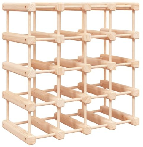 vidaXL Solid Pine Wood Wine Rack - 20-Bottle Capacity, Natural Finish - Ideal for Kitchen, Dining Room, Bar, Wine Cellar - Brown, 46.5x23x46.5 cm