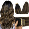 GOO GOO Tape in Extensions Echthaar, 30cm 40g 20pcs, Haarverlängerung Echthaar, 1B/6/1B Naturschwarz mit Kastanienbraun