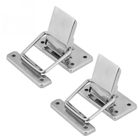 DUNSBY Rasthaken Verschluss Haspe Edelstahl Latch Hasp Lock for Cabinet Case Spring Loaded Latch Catch Toggle Hasp Holzkiste Schloss Möbelbeschläge Hakenverschluss Möbel