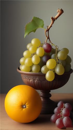 Roogsoo Fruits Raisins Diamond Painting, DIY 5D Diamond Painting Bilder Erwachsene Groß Stickerei Set Malen Nach Zahlen Full Diamond Malerei Dotz Gem Crystal Art Basteln Deko Fruits Raisins 40x120cm