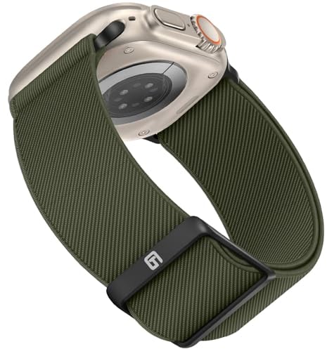 Suphart Compatibile con Cinturino Apple Watch 49mm 45mm 44mm 42mm, Cinturini Sportiva in Nylon Regolabile Compatible con Apple Watch Ultra 2 Ultra SE Serie 9 8 7 6 5 4 3 2 1, Verde Militare