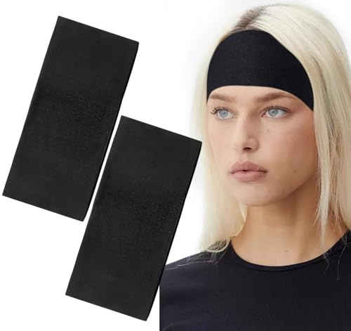 BELEVO Haarband Damen Schwarz, 11 cm Sport Headband Unisex Elastisch Stirnband Damen Dünn Antirutsch Haarbänder Herren Schwarz Headbands Yoga Fitness Laufen Exercise Gym