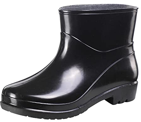 Generic Stivali da pioggia corti da donna alla caviglia stivali da pioggia slip on stivali da giardino scarpe in gomma da donna set di attrezzi da pioggia, Nero , 37 EU, aZ3Gh77ax