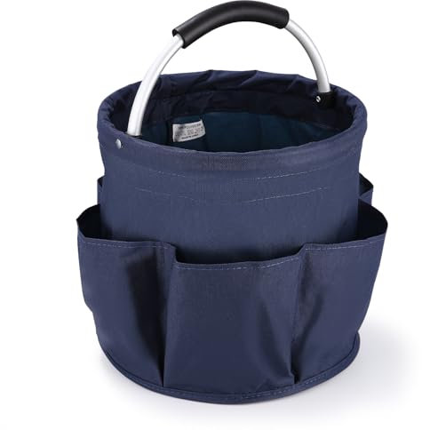 Cestas para Herramientas con 6 Bolsillos ,Bolsa de Jardin Herramientas Plegable,Bolsa Organizadora Para Guardar Cosas en Casa, ir de Compras, Excursiones al Aire Libre, Picnics(Azul, 28 x 28 cm)
