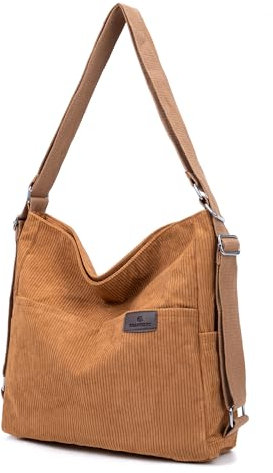 Wytidian Cord-Tragetasche, Rucksack, Crossbody-Tasche für Damen, wandelbare Schultertaschen, Designer-Handtasche für Uni, Arbeit, Braun