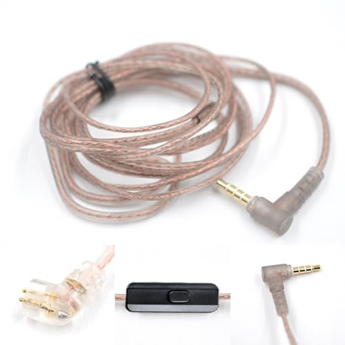 kosingna OFC Upgrade Cable HiFi Earphone Replacement Cable 0.75mm Gold-Plated Connector Transparent Black Cable C Pin In-line Control with Mic for ZSN/ZSN PRO/ZS10 PRO/AS16/AS12