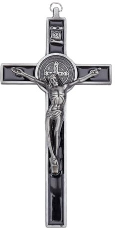 HOBBIESAY Croce Nera da Appendere alla Parete, 19,2 cm, Croce in Lega, Decorazione da Parete, Crocifisso Cattolico, Decorazione per la Casa, Feste, Regalo