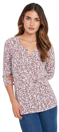 Long Tall Sally - LTS Tall Blush Ditsy Floral Cotton Henley Top - Women's Pink