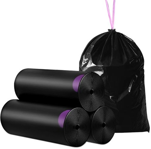 MIVIDE 261 Stück Müllbeutel mit Zugband 25l-35l, Müllsäcke Schwarz Reißfest, Müllsack Mülltüte Abfallsäcke für Haus, Garten, Industrie, Gastronomie, 55x59cm(9 Rollen)