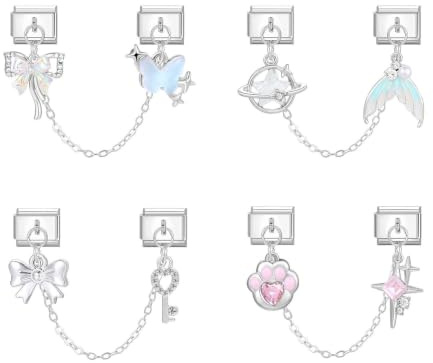 MJARTORIA Italian Charm Bracelet Charms Silber Anhänger Abnehmbar 9mm Edelstahl Module für Italienische Armband Glieder Charms Armbänder Geschenk für Damen Mädchen