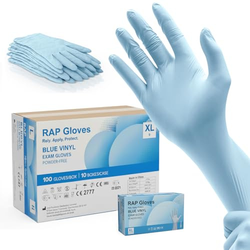 Blue Disposable Vinyl Gloves Extra Large Pack of 2000 | Non-Latex, Powder-Free, For Automotive, Workshop, Packaging & Sanitation Operations, Bulk Pack
