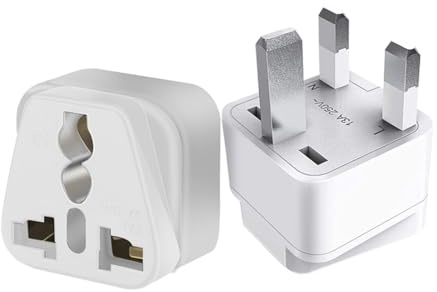 Strhowill 2 Pack 3-Pin UK Plug to 3-Pin AUS Socket Adapter, White | 13A 250V premium copper & ABS, portable travel converter for stable power connection of Australian electronics in UK areas