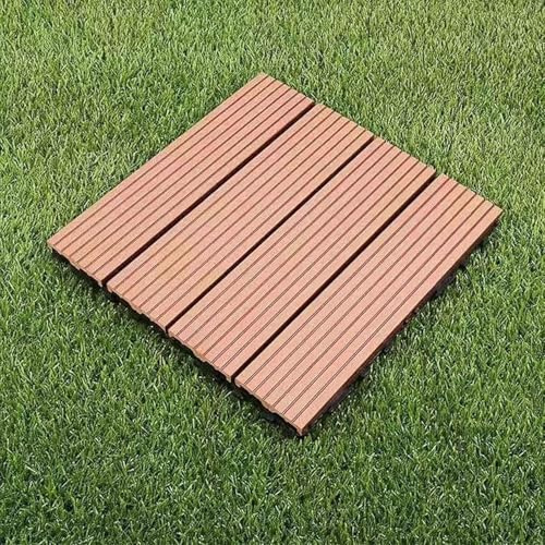 1 Stück ineinandergreifende Bodenfliesen for den Außenbereich, Holz-Kunststoff-Bodenfliesen, Innenboden, Balkon, quadratische Bodenmatte, Terrassendekoration(Mahogany)
