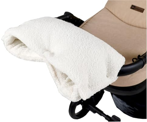 BabyLux Bouclé Handwärmer – Warmer Kinderwagen/Buggy Handmuff für Winterspaziergänge – Weich, Winddicht, Waschbar, Universalgröße - Eltern lieben ihn (Bouclé - Ecru)
