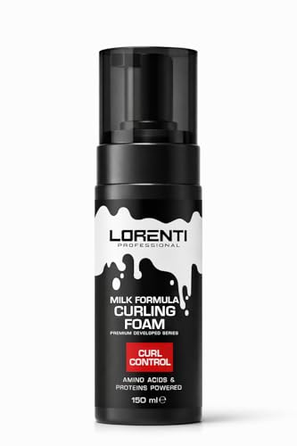 Lorenti Milk Formula Curling Foam 150ml – Lockenschaum für definierte Locken, Curl Mousse Anti Frizz, Schaumfestiger für Curly Hair & Wavy Hair, Lockenpflege, Curl Foam mit Vanille Karamell Duft