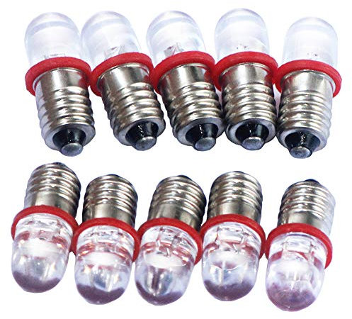 GutReise 10pcs E10 3v Rot spot led birne lampen+ 10pcs e10 basis (3 v, Rot)