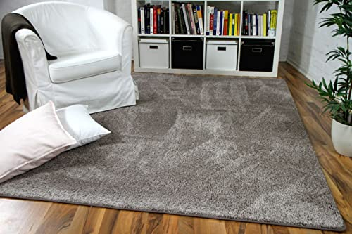 Snapstyle Hochflor Velours Teppich Mona Taupe in 24 Größen