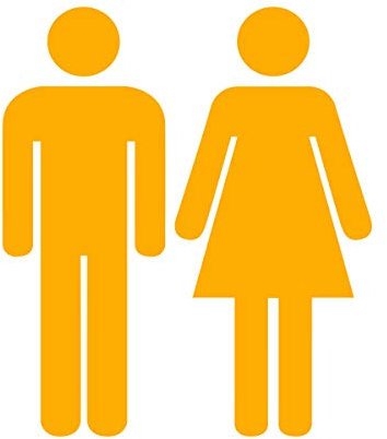 WANDKINGS WC Türaufkleber - Mann & Frau Figuren - 17 x 20 cm - Pastellorange - Wähle aus 5 Größen & 35 Farben