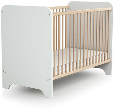 AT4 - Babybett CARROUSEL Holz Weiß und Buche Lackiert 60 x 120