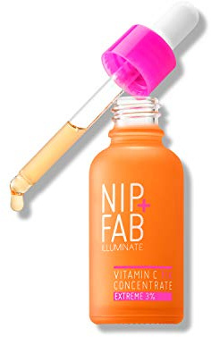 Nip + Fab Vitamin C Fix Booster Face Drops Moisturizing Hydrating Antioxidant Face Brightener for Skin Brightening and Toning with Acai Fruit Extract and Panthenol, 30 ml