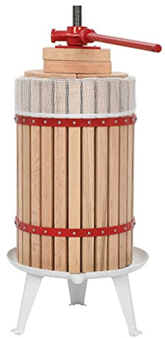 vidaXL Fruit & Wine Press with Cloth Bag, 24 L Capacity, Robust and Durable with Oak Wood, Cast Iron and Steel Materials