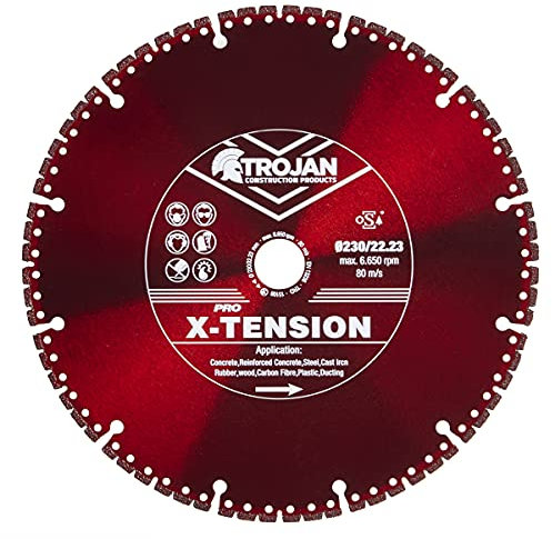 Trojan Pro Diamond Coated Multi Cutter Saw Blade Cuts Ferrous Metals, Fibre Glass, Rubber & More 230mm/9