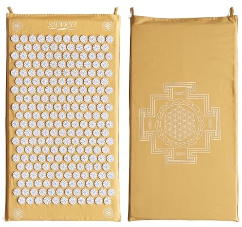 ShaktiMat [Das Original seit 2007] Akupressurmatte zur Entspannung für Rücken, Nacken, Füße, Ethische Handarbeit, GOTS-zertifizierte Bio-Baumwolle, Gelb