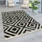 Paco Home Moderner Outdoor Teppich Geometrisches Rauten-Muster im Vintage-Look Flachgewebe Wetterfest & Pflegeleicht für Garten, Terrasse & Balkon, Grösse:120x170 cm, Farbe:Schwarz Weiß