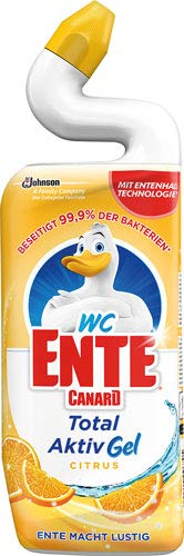 WC-Ente Total Aktiv Gel Citrus, WC-Gel gegen Kalk und Urinstein - 12x 750 ml