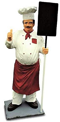 XXL Chef Koch mit Tafel 180cm lebensgross Garten Deko Figur Gastrofigur Restaurant inkl. Spedition