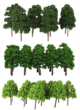 Amagogo 65Pcs Architektur 8cm 1/150 N Spur Bäume Diorama Landschaft DIY Supplies