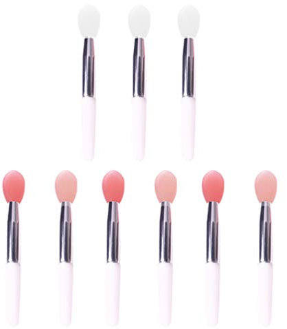 9pcs Sleep Lip Balm Spoon Eye Cosmetic Brush Lipstick Lip Applicator Silicone Lip Scrub Brush Silicone Lip Brush Applicator Cosmetic Lip Brush Silica Gel Tool Brush Travel Filling