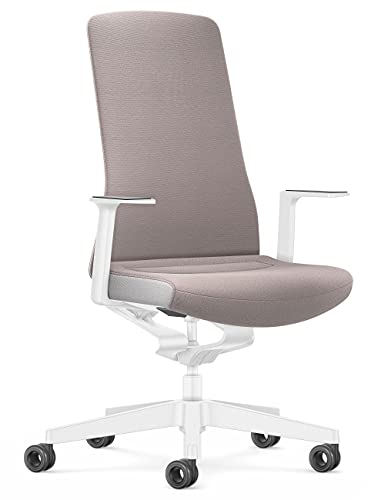 Interstuhl Bürostuhl Pure Interior Edition - Der Schreibtischstuhl der Sich an Gewicht und Bewegung anpasst - ergonomische Smart-Spring Technologie - Made in Germany (1D-Armlehne, Taupe | Weiß)