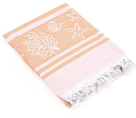 Baroni Home Telo Mare 100% Cotone Asciugamano Mare Super Assorbenza Telo da Spiaggia, Mare, Piscina, Asciugatura Rapida, 90x170 cm, Corallo Arancio