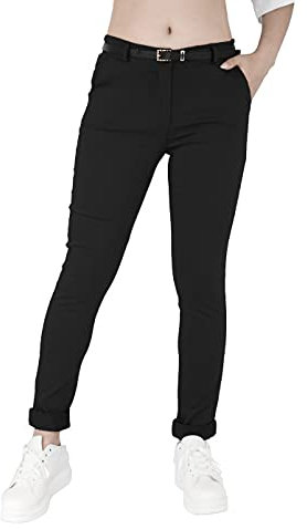 JOPHY & CO. Pantalone Donna Chino con Cintura Tinta Unita (cod. 3008) (Nero, 3XL)