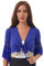 TiaoBug Damen Bauchtanz Kostüm Oberteil Langarm Spitzen Trompetenärmel Jäckchen Binden Top Knoten Shirts Bluse mit Münze Quasten Royal Blau B XXL