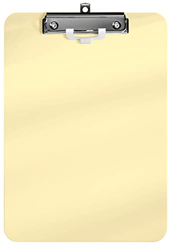 Hnogri Kunststoff-Klemmbrett, Standard A4 Letter Size Klemmbretter für Studenten, Büro und Frauen, Zwischenablage mit Stifthalter und Low Profile Clip, Größe 12,5 x 9 Zoll, (Gelb)
