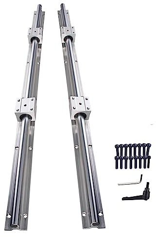CNCYEAH 2Pcs SBR16 Linearführung 1500mm mit Griffe, 2Pcs Gleitschiene Welle mit+4Pcs SBR16UU Linearwagen Block, Führungsschienenset für 3D Drucker CNC
