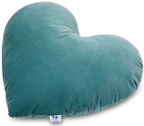 Pepi - Kuschelkissen Kinder - Herzkissen - Handgenäht Kissen Kinderzimmer - Kinderkissen Deko - Herz Kissen Baby Smaragd