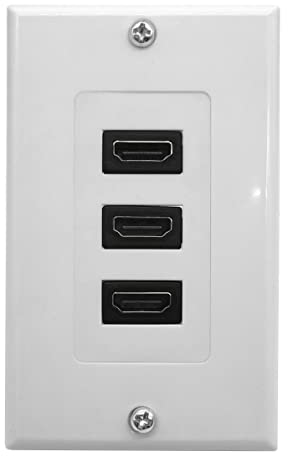 Halokny HDMI Wall Plate - 3 Port HDMI Female Coupler, Component, Composite Wall Outlet Mount Socket Face Plate Panel Cover for Projector & Home Theater (White)